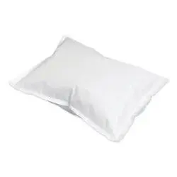 A plain white rectangular pillow with visible seams.