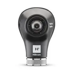 Black Hiltron camera lens with focus and zoom settings.