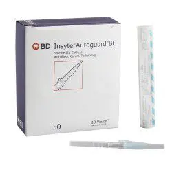 Box and strips of BD Insyte Autoguard BC medical device.