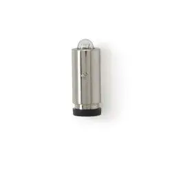 A small metallic capsule with a rounded top and black base.