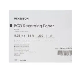 Box of McKesson ECG recording paper for medical use.